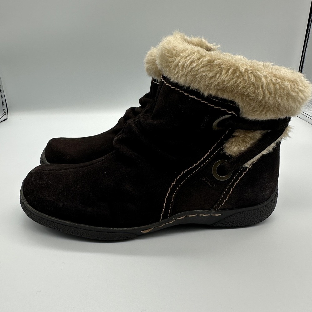 Baretraps Boots Womens Size 6 Brown Leather Faux Fur Ankle Zip Leanna Booties - Picture 5 of 12